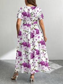 Modelyn Đầm dáng rộng họa tiết hoa vintage, cỡ lớn, thích hợp cho mùa thu/đông. - Nhiều màu - Xem 2