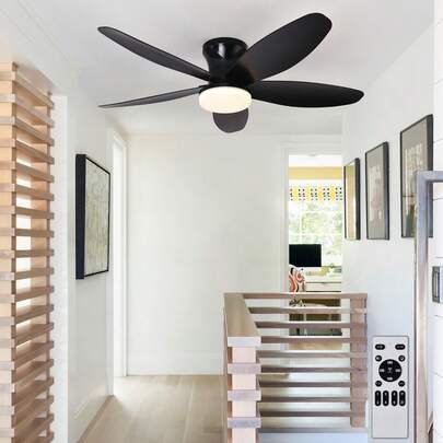 1pc Ceiling Fans With Lights-Low Profile Ceiling Fan With Light LED Dimmable Modern Ceiling Fans For Bedroom & Living Room