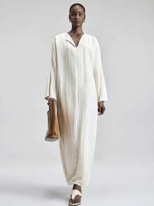 Ontre Women's Apricot Lyocell Fabric Fitted Silhouette Shoulder Long Sleeve Pleated Bow Front Elegant Wedding Guest Outfit, Minimalist Romantic French Chic Luxurious Urban Sophisticated Business Casual Office Wear, Understated Old Money Vibe High-End Airport Cruise Outfit Middle East Essential Versatile High-Quality Bridal Series Blouse - Apricot - View 3