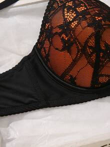 1pc Sexy Lace Simple Gather & Lift Wireless Bra For Small Bust - Multicolor - View 3
