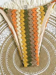 Swim Vcay Women's Summer Beach Striped Halter Tie Sexy Bikini Swimsuit Set - Multicolor - View 5