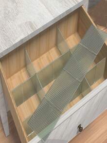 4/8/12件装抽屉收纳隔板，塑料隔板，可自由组合，适用于袜子、分类网格、文具分隔盒 - 彩色 - 查看 11