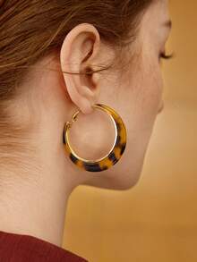 MOTF PREMIUM LEOPARD PRINT HOOP EARRINGS, RETRO CHIC EXAGGERATED EAR CLIPS EARRINGS FOR WOMEN