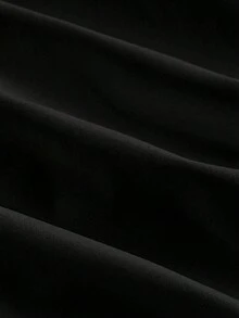 SHEIN MOD 大码白色蕾丝装饰泡泡袖短袖衬衫，法式风格女式上衣和衬衫，哥特式衬衫，青少年衬衫，泡泡袖衬衫 - 黑色 - 查看 4