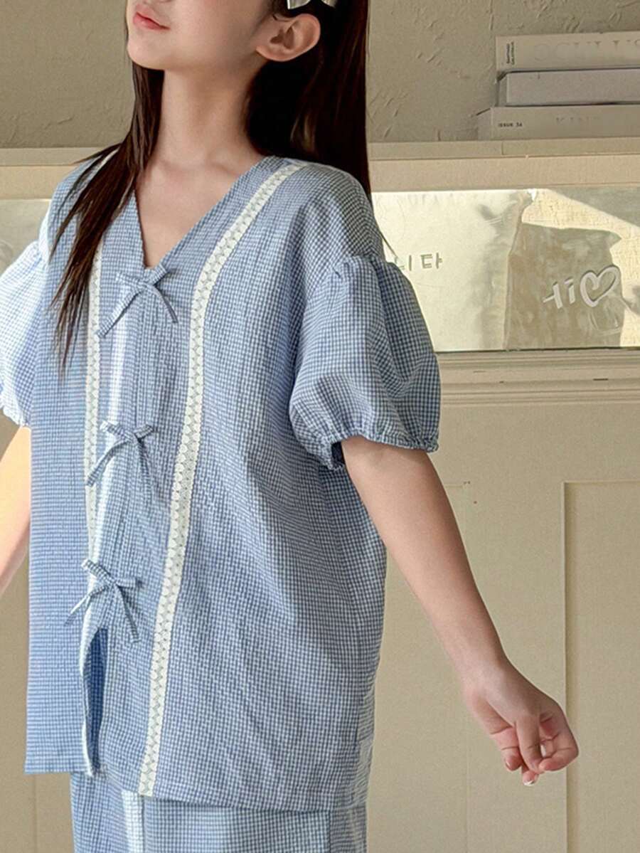 DAZY Tween Girls Plaid Loungewear Set