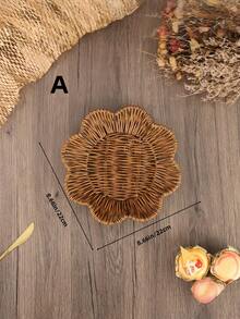 Cesta de almacenamiento de estilo de ratán tejido creativo, cesta de almacenamiento multicompartimento para la sala de estar - Café integral - Ver 2