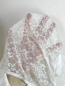 SHEIN PETITE 新款性感蕾丝拼接镂空吊带迷你紧身连衣裙，适合派对约会，夏季女装 - 白色 - 查看 8