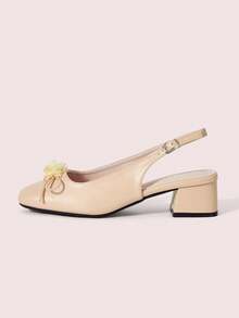 CUCCOO DOLLMOD Sweet Fairy Baotou Sandals Female Fashion French Ladies Commuter Flowers Gentle Outer Wear High Heels Pink Light Mouth Mary Jane Sneakers - Baby Pink - View 2