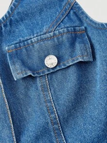 Sweetra Casual Denim Dress For Women - Blue - View 3