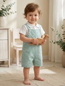 SHEIN Vintaside Kids Baby Boys Pocket Jumpsuit - Green - View 5