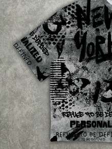 Manfinity ZONE917 男士宽松涂鸦骷髅印花短款T恤 - 彩色 - 查看 5