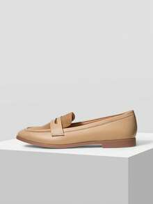 MOTF PREMIUM WOMEN'S CASUAL & OFFICE COMMUTE PU LEATHER CONTRAST SUEDETTE FLATS SPRING SHOES - Khaki - View 3