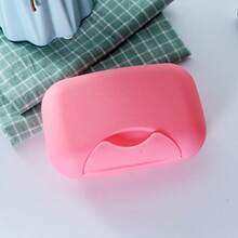 1pc Portable Travel Sealed Plastic Soap Box With Lid, Lock Buckle And Storage Container In Pink Home Bathroom Decor Fall Decor Back To School
