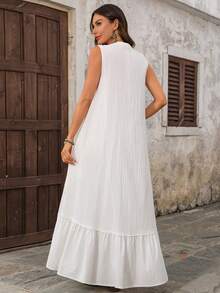 EMERY ROSE 女士纯色简约无袖连衣裙，日常穿着 - 白色 - 查看 2