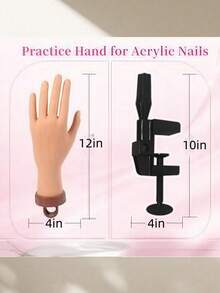 Set de pratique de nail art avec main en acrylique, support de main et modèle de main en PVC 1 pièce, faux ongles de modèle de doigt réaliste et pliable, convient aux débutants pour pratiquer le nail art, kit de gants d'entraînement, fournitures pour ongles, outils pour ongles, outils de nail art, rentrée scolaire, ongles, outils pour ongles à clipser - Nude - Voir 5