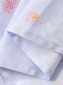 DAZY Ditsy Floral Square Neck Wide Strap Ruffle Hem Long Women Nightgown - Blue - View 9