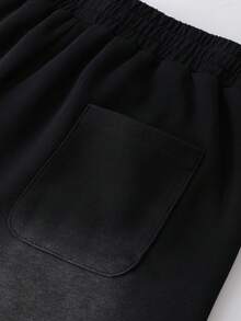 ROMWE MEN 男士弹力腰带抽绳休闲夏季百搭街头短裤 - 黑色 - 查看 6