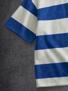 Manfinity ZONE917 Áo polo ngắn dáng rộng, lửng, họa tiết sọc dày, phối màu nổi bật, kiểu dáng thoải mái, thích hợp cho các buổi hẹn hò và tụ họp, món quà tuyệt vời cho bạn trai. - Nhiều màu - Xem 4