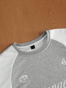 TOKVUE 男士字母印花圆领短袖休闲T恤和抽绳腰短裤套装 - 彩色 - 查看 4