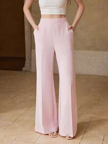 MOTF PREMIUM WOMEN'S CASUAL PINK SEAM FRONT FLARE LEG SUIT PANTS, SPRING/SUMMER - Pink - View 1