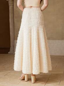 MOTF PREMIUM 女士春夏网纱飘逸半身裙 - 米色 - 查看 4