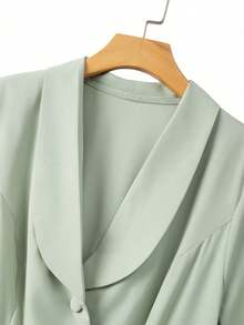 GlowEve CURVE 大码女士优雅短袖纽扣装饰腰部A字连衣裙，适合夏季通勤、办公、毕业典礼、假期、情人节、音乐节、母亲节、万圣节、感恩节、复活节、国庆节、舞会、约会、派对、婚礼、户外活动等场合。 - 綠色 - 查看 5