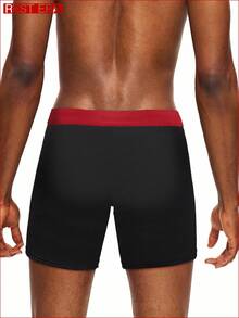 SHEIN 3条/套 男士字母弹力腰带修身透气平角内裤 - 彩色 - 查看 2