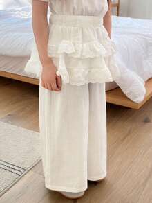 DAZY Young Girls Ruffle Patchwork Pants, 2 In 1 Look