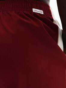 Bañador casual de playa SUMWON con panel lateral en contraste y cintura elástica para vacaciones de verano en la piscina - Rojo - Ver 7