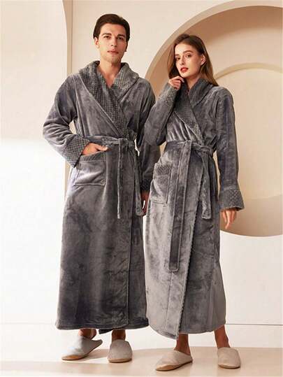 1PC Women's Woolen Bathrobe, Ultra-Soft And Comfortable, Lightweight Side Pocket, Made Of Microfiber Summer Wedding Home Bathroom Decor Back To School