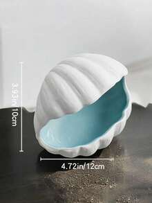 3pcs/1pc 5.51*2.36*2.76 Inch Sky Blue Shell Shaped Jewelry Tray & Key Bowl, Ceramic Jewelry Storage Tray. Birthday Gift, Graduation Gift - Multicolor - View 9