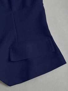 Sweetra Chaleco sin mangas de unicolor con cuello en V y botones metálicos - Azul Marino - Ver 3