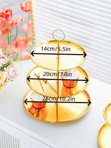 1 pieza Bandeja de fiesta de acero inoxidable de 2/3 niveles - Bandeja redonda plateada, adecuada para pasteles, frutas, postres y té - Soporte ideal para cupcakes y servidor de bufé - Multicolor - Ver 7