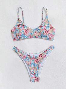 Swim Mod Bộ 2 món bikini nữ họa tiết hoa ngẫu nhiên nhiều màu sắc dễ thương dành cho kỳ nghỉ hè ở bãi biển. - Nhiều màu - Xem 4