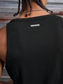 AXEPEAK Men's Casual Graphic Print Street Style Round Neck Tank Top, Summer - Black - View 4