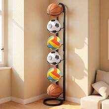 Soporte multifuncional para aro de baloncesto, estantería de almacenamiento de baloncesto negra para uso doméstico - Negro - Ver 3