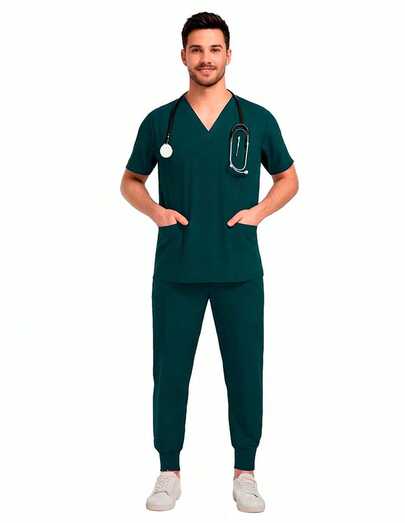 Uniforme Médico para Hombre | Conjunto Quirúrgico Tipo Scrub Cómodo para Uso Diario