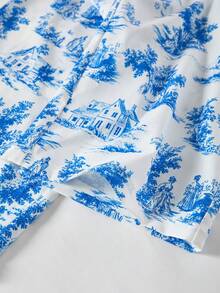 SHEIN ChillGRL 少女优雅碎花短袖连体裤，适合日常通勤、休闲、度假和聚会。 - 藍白色 - 查看 7