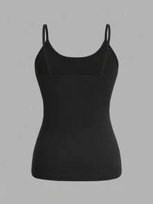 SHEIN EZwear 大码女式两件套黑白罗纹紧身休闲吊带背心 - 彩色 - 查看 4