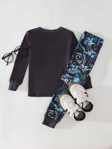 THE HAPPY LOOK 两件套男童夜光游戏手柄印花紧身睡衣套装，长袖上衣和松紧腰裤 - 彩色 - 查看 4