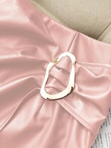 Franclia Váy quần da PU phong cách đường phố thường ngày dành cho nữ, thích hợp cho lễ tốt nghiệp, công sở, tựu trường. - Màu Hồng baby - Xem 8