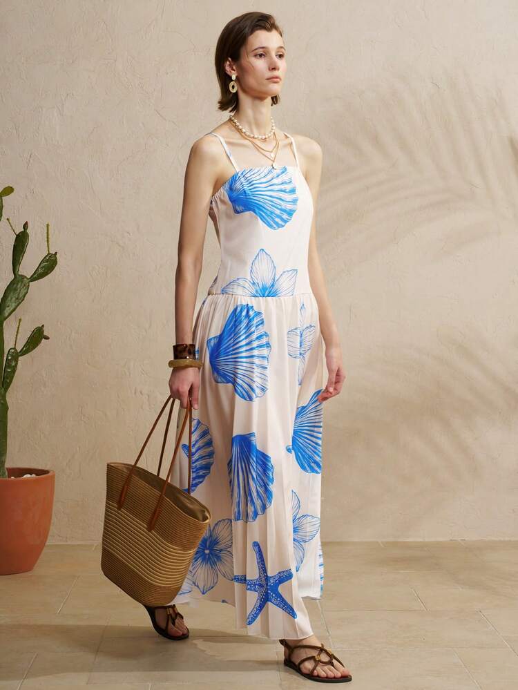 Airaco Fashionable Printed Spaghetti Strap Dress, Beach Vacation Dress - Multicolor - View 4