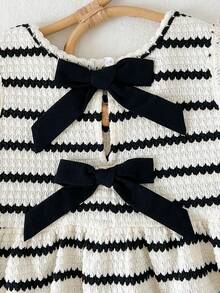 Cozy Pixies 2件套女婴撞色蝴蝶结圆领无袖上衣和松紧腰裤套装 - 彩色 - 查看 6