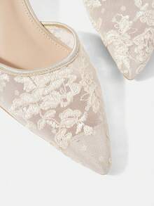 CUCCOO HITCHD Apricot Pointed Toe Stiletto Heel Lace Mesh  Wedding Party Women's High Heel Sandals Open Toe Sandals For Christmas - Apricot - View 4