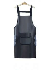 1 pieza Delantal impermeable y resistente al aceite de TPU para cocina, peluquería, transparente, con bolsillos, ropa de trabajo, fácil de limpiar, de moda - multicolor - Ver 15
