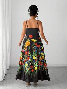 Elenzga 大码女式优雅碎花黄色无袖连衣裙，舒适短袖夏季连衣裙，适合度假、海滩、毕业典礼、节日、情人节、音乐节、母亲节、万圣节、感恩节、复活节、国庆节、舞会、约会、派对、婚礼、郊游等场合。 - 黑色 - 查看 2