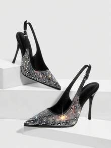 CUCCOO SZL Giày cao gót mũi nhọn khoét rỗng đính đá lấp lánh dành cho nữ, thích hợp cho đi làm, hẹn hò, dự tiệc, du lịch và các dịp khác trong dịp Giáng sinh. - Nhiều màu - Xem 6