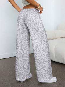 SHEIN PETITE Women's Casual Leopard Print Drawstring Waist Sweatpants,Back To School Clothes,Fall Clothes For Women - Multicolor - View 2