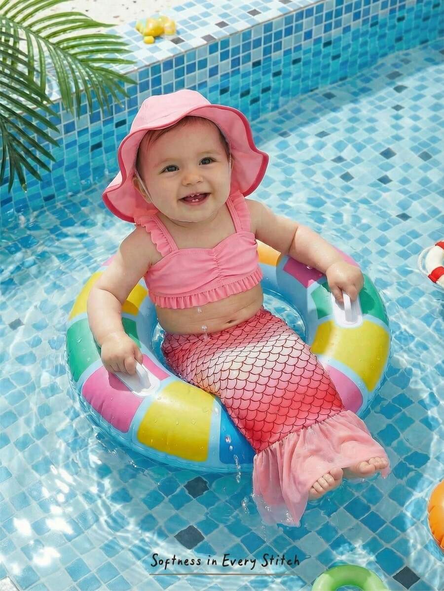 Cozy Pixies Baby Girl Mermaid Tail Print Cute Bikini Swimsuit