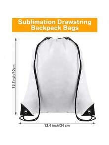 10个空白热升华抽绳袋，抽绳背包袋，散装热压可重复使用热升华袋，可折叠收纳袋，男女通用，购物、健身、旅行、运动、DIY工艺操作 - 如圖所示 - 查看 3